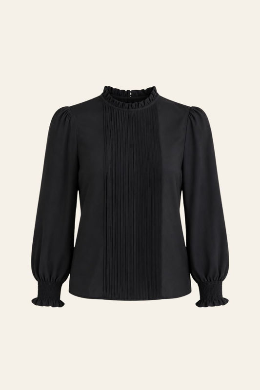 BLACK PLEAT BLOUSE