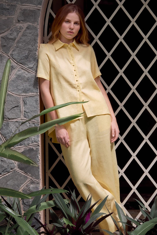 SOFT YELLOW LINEN BLOUSE