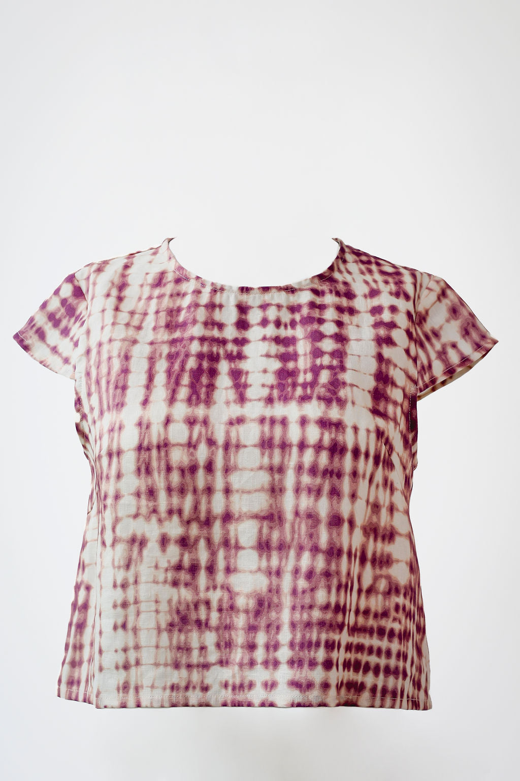 Cap Sleeve Blouse Pink Tie-dye