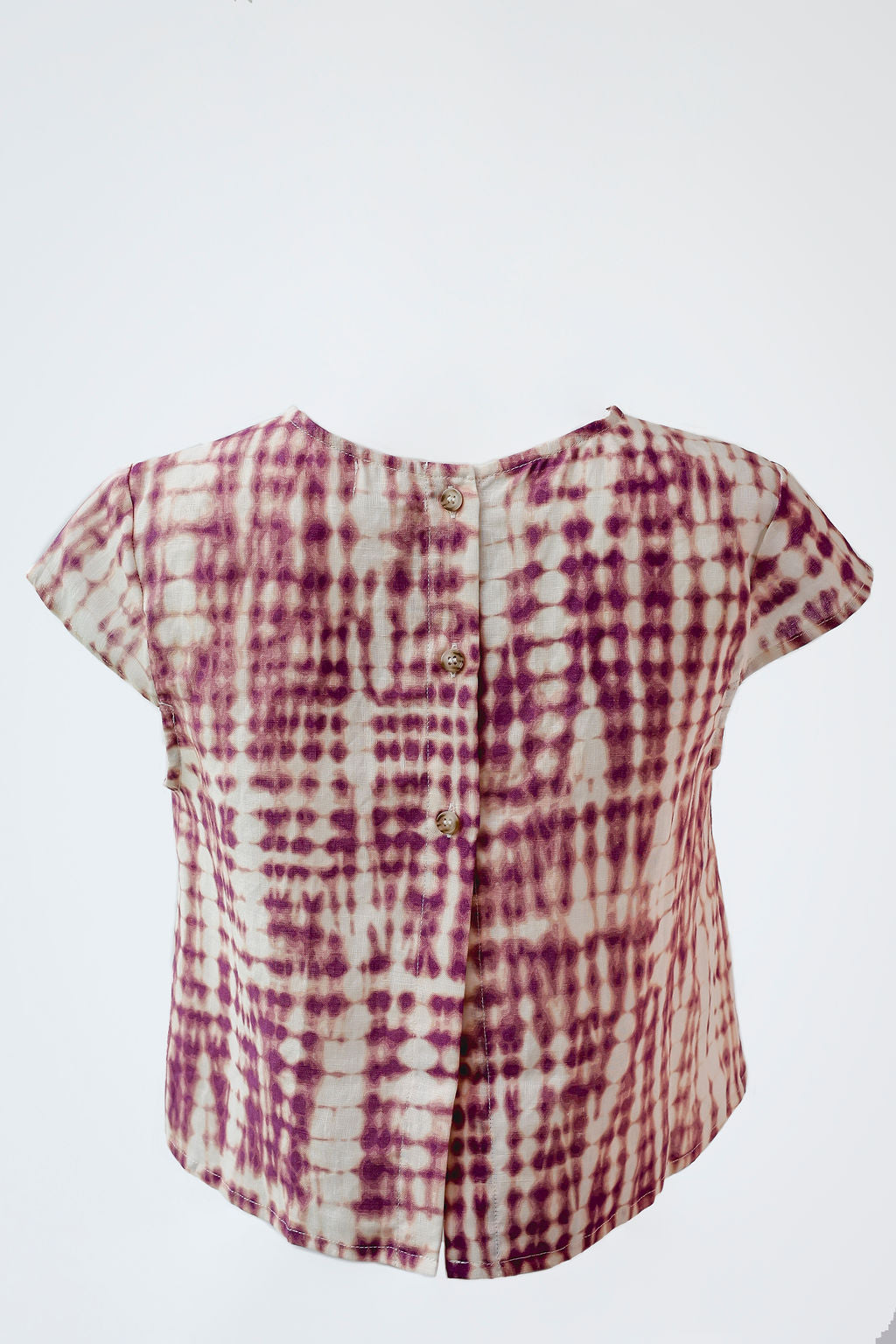 Cap Sleeve Blouse Pink Tie-dye