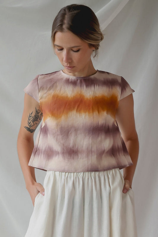 Cap Sleeve Blouse Tie Dye