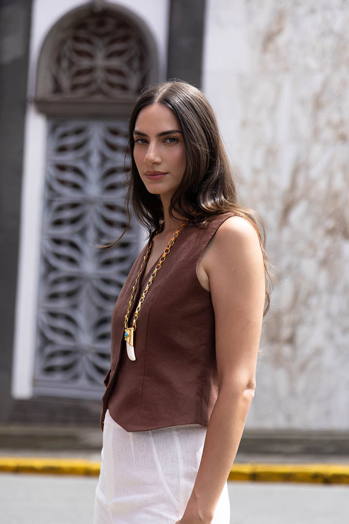 Chocolate Linen Vest