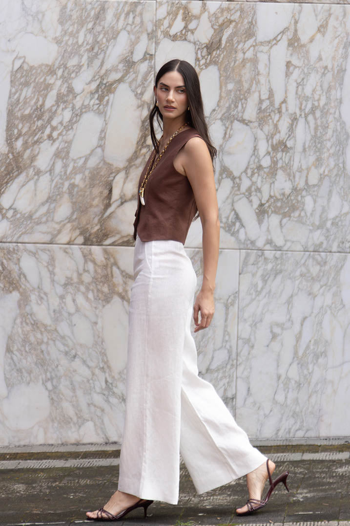 Chocolate Linen Vest