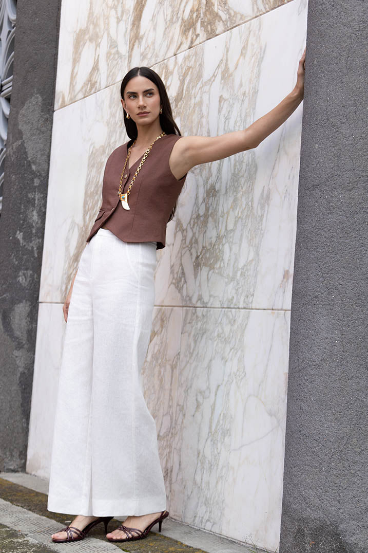 Chocolate Linen Vest