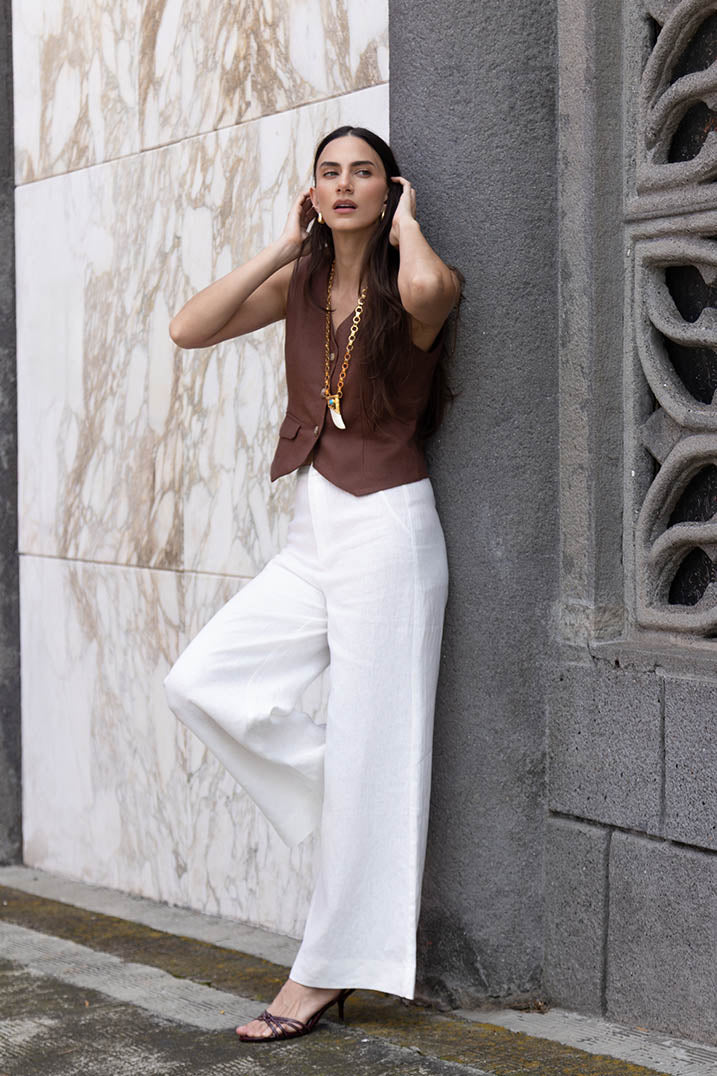 Chocolate Linen Vest