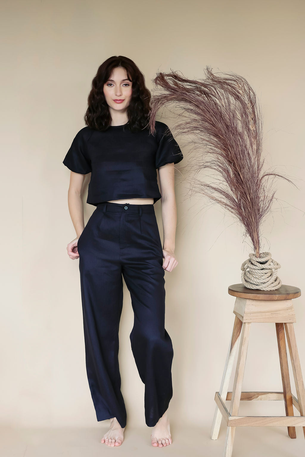 Linen Bruce Top Black