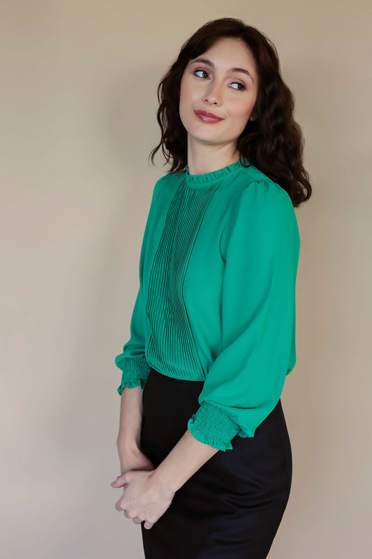 Long Sleeve Blouse Emerald Green