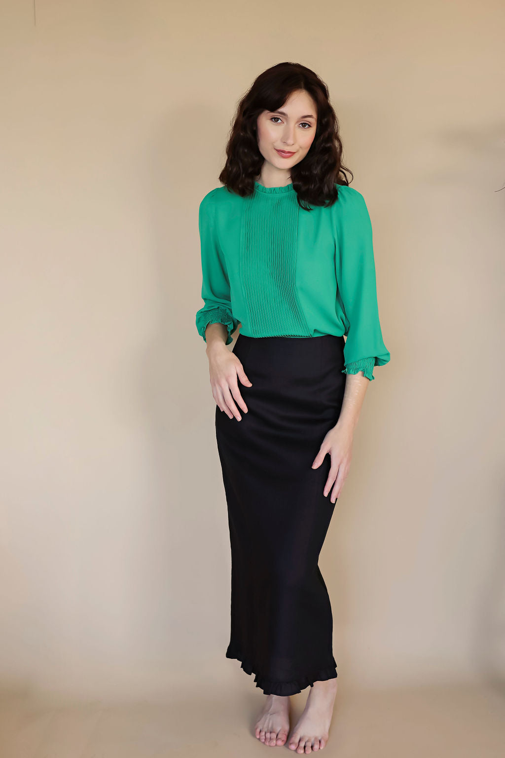 Long Sleeve Blouse Emerald Green