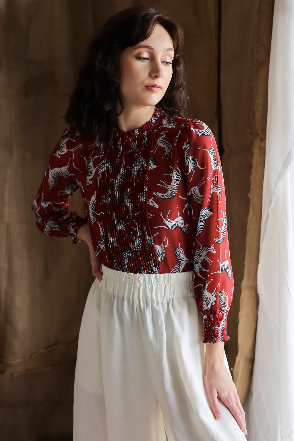 Long Sleeve Blouse Zebra