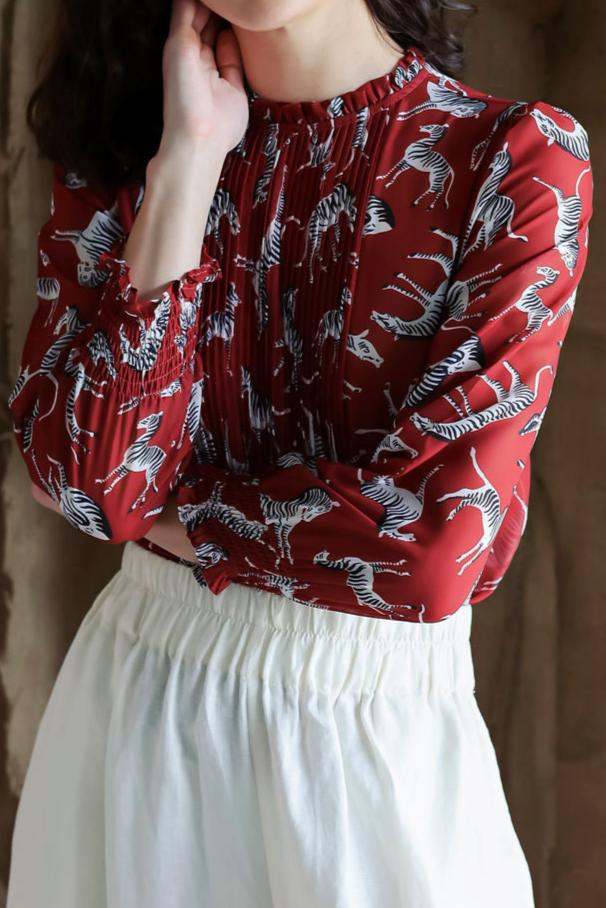 Long Sleeve Blouse Zebra