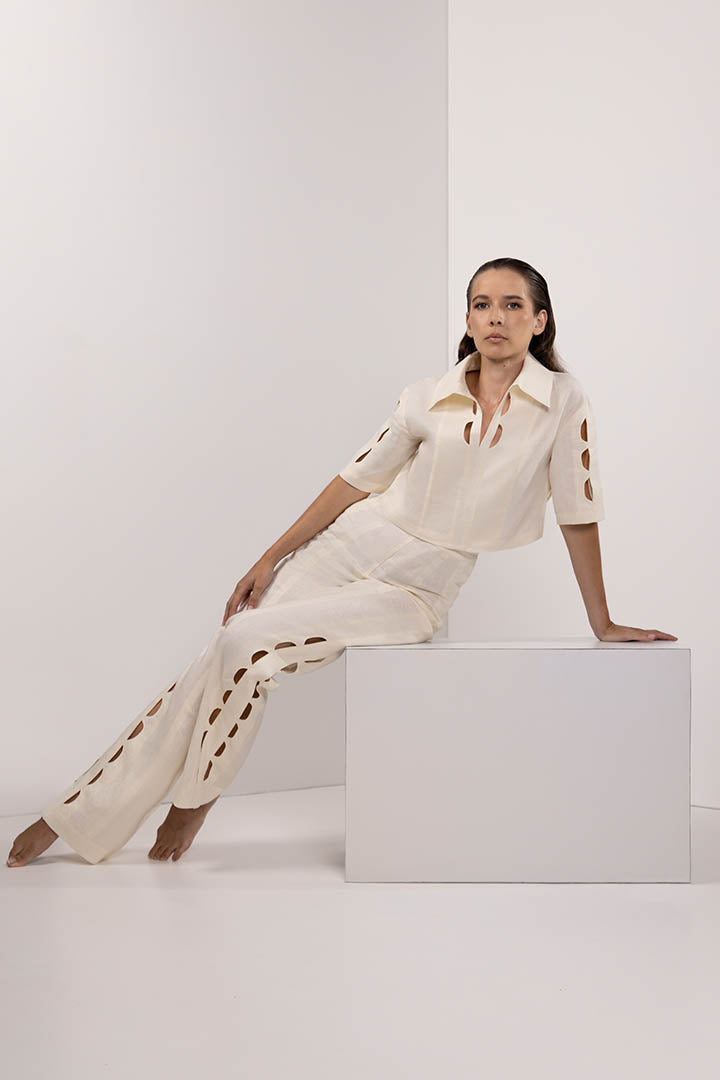 Lunar Cut Out Pants Ivory
