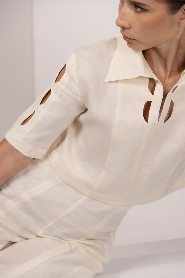 Lunar Cut Out Pants Ivory