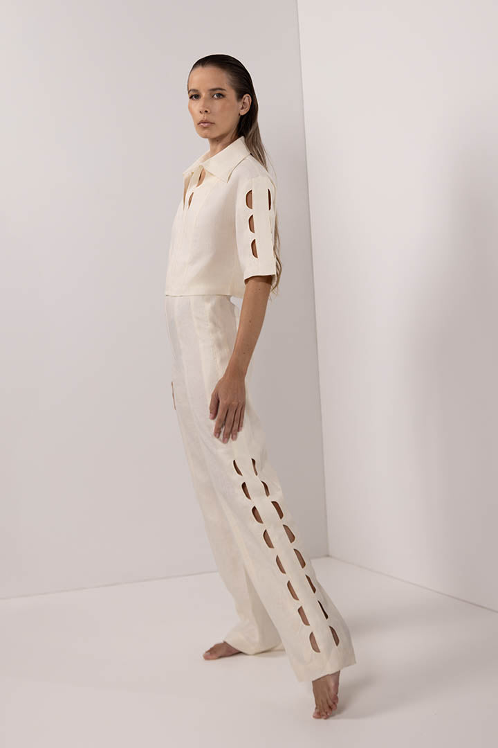 Lunar Cut Out Pants Ivory