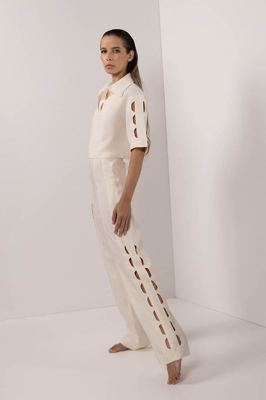 Lunar Cut Out Pants Ivory