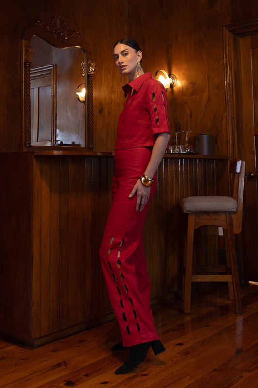 Lunar Cut-Out Linen Pants