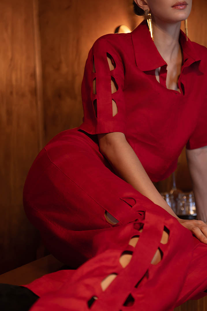 Lunar Cut-Out Linen Pants