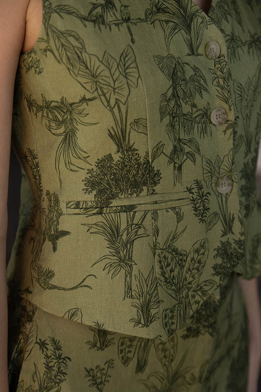 Printed Linen Vest